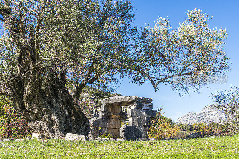 来自Dodurga村的Sidyma古城。Fethiye, Mugla，土耳其。